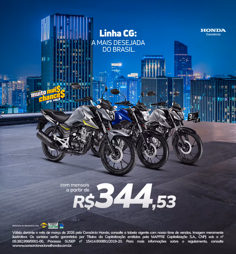 Banner Março 2026 Grupo Star Honda Consórcios de todas as Motos da Linha CG