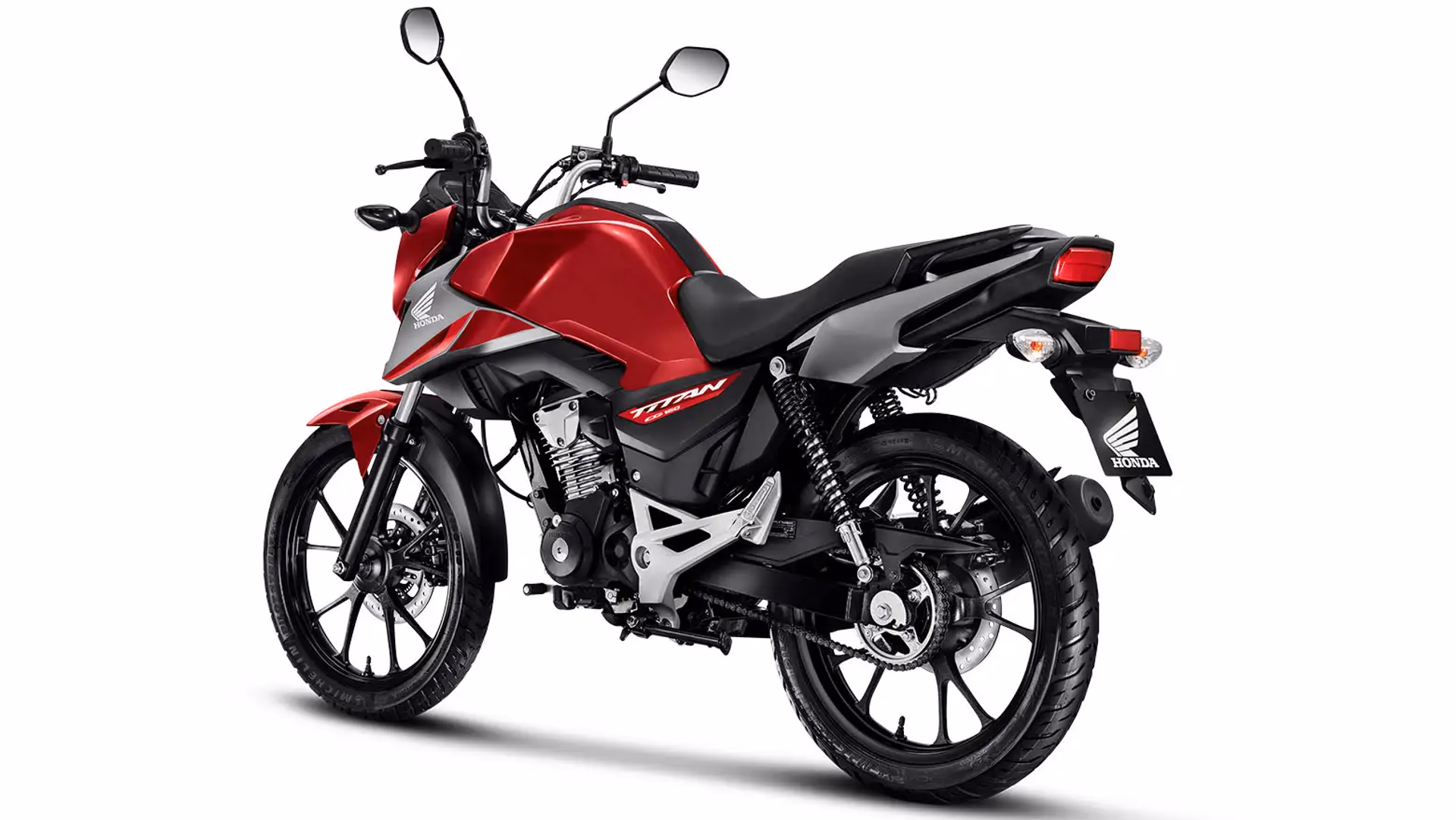 CG 160 Titan vermelha vista lateral traseira esquerda - 7 de 18