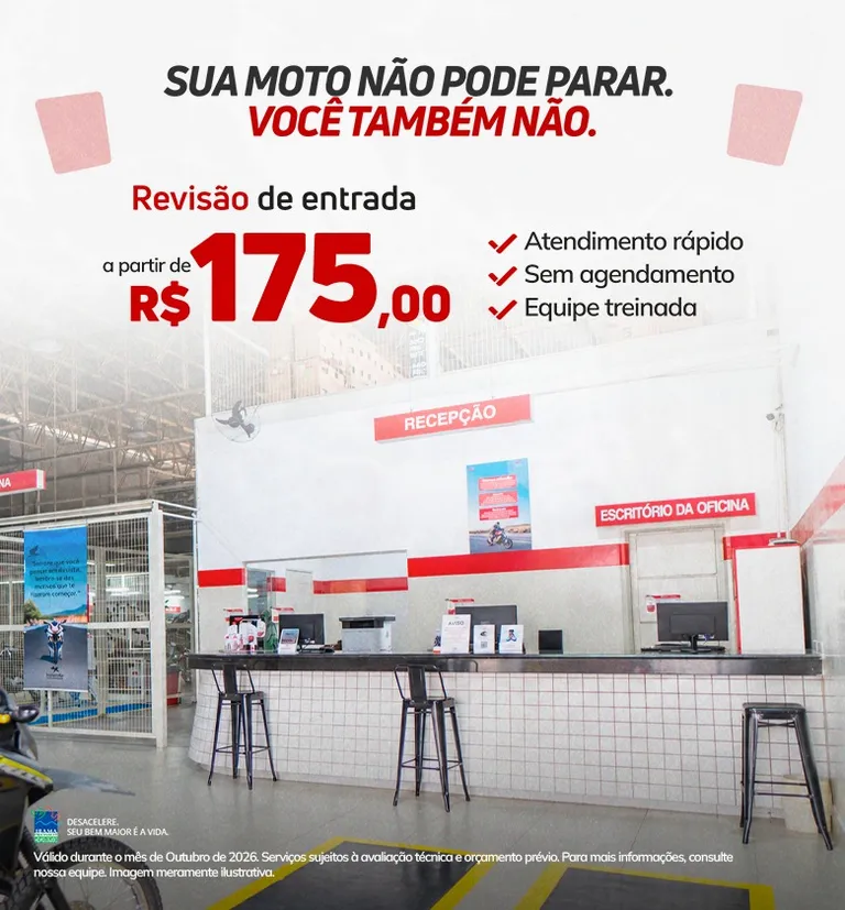 Banner Revisão de Entrada da sua moto a partir de R$ 175,00 Oferta de Outubro Oficina